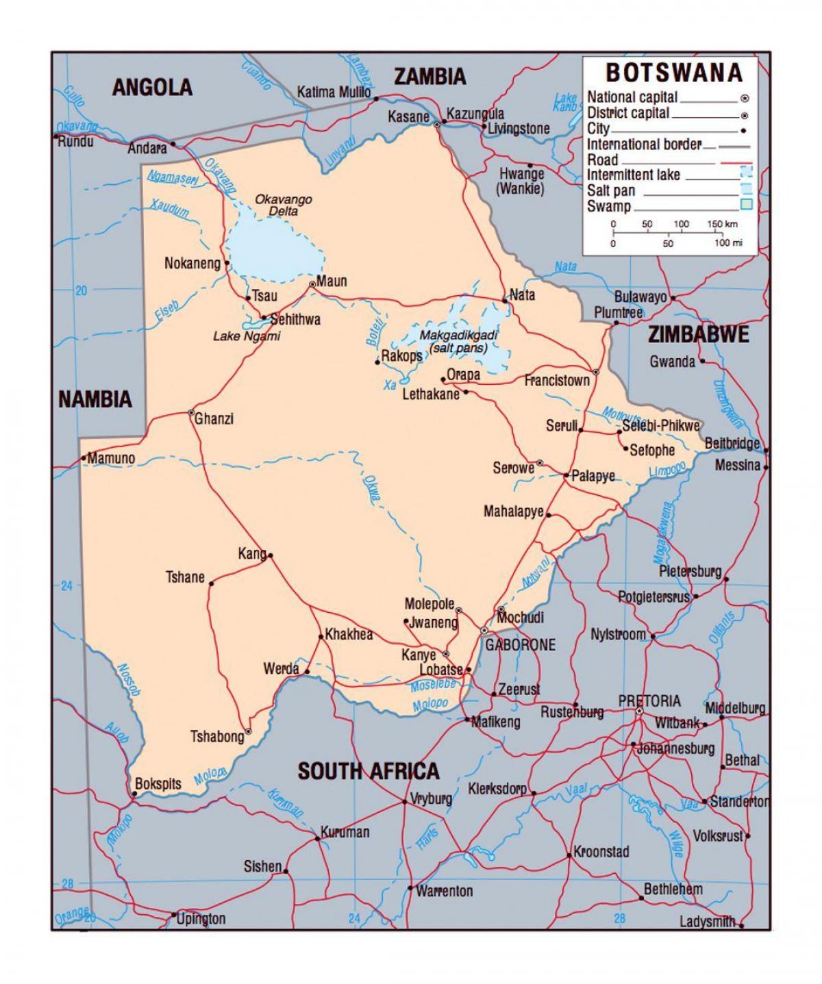карта Ботсвана политически