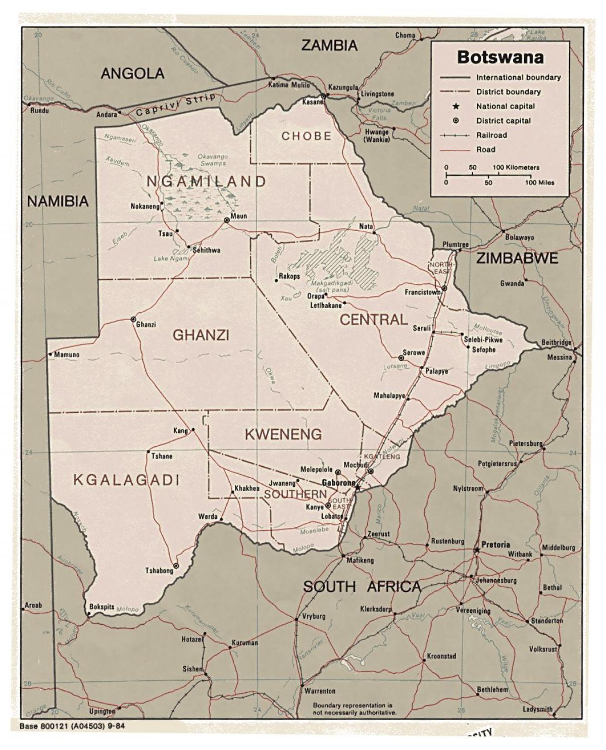подробна карта на Ботсвана