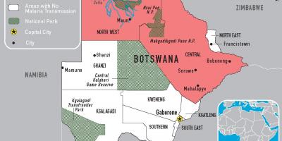 Карта Ботсвана малария
