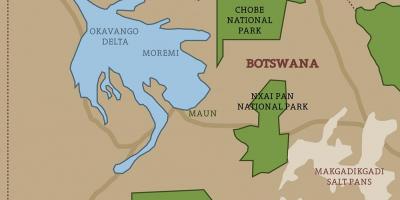Карта Ботсвана картата на национални паркове