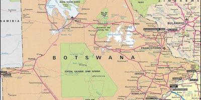 Карта Ботсвана картата с разстояния